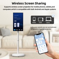 Televisor Portátil Inteligente de 21.5 Pulgadas Full HD, Tablet PC Android Móvil con Batería, Monitor con Pantalla Táctil Giratoria para Dormitorio/Cocina