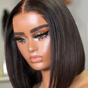 Perruque Lace Front Longue en <span class=keywords><strong>Cheveux</strong></span> Humains Remy Vietnamiens avec <span class=keywords><strong>Frange</strong></span>, Dentelle HD, Base Sans Colle, Couleur Naturelle, 14 Pouces - Product Image 3