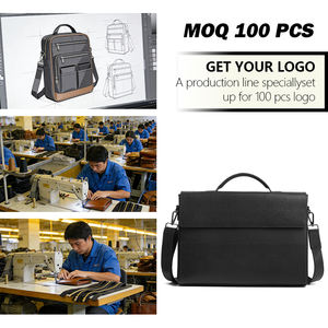 YIKU Sac à main pour ordinateur portable en cuir véritable avec logo personnalisé pour homme, sac à main décontracté pour affaires, grande capacité, imperméable, durable - Product Image 2