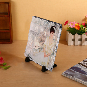 SH-25 7.87 Inch Square Sublimation Photo Frames Heat Transfer Slate Rock for Wedding/Christmas Decor Stand for <strong>Home</strong>/Hotel Use - Product Image 4