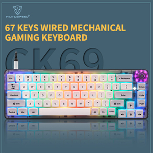 Clavier de jeu mécanique filaire Motospeed CK69 67 touches avec effet lumineux RVB, interrupteurs <span class=keywords><strong>Gateron</strong></span> GPro rouges, prise en charge du remplacement à chaud - Product Image 6