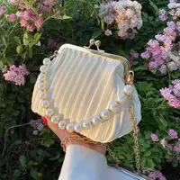 2021 Fashion New Female Square Tote bag Quality Woolen Pearl