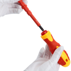 Multi Bit <b>Screwdriver</b> Set Flat Head Insulated Industrial Grade Plastic Handle Anti Slip Texture Rust Prevention Treatment - Product Image 1
