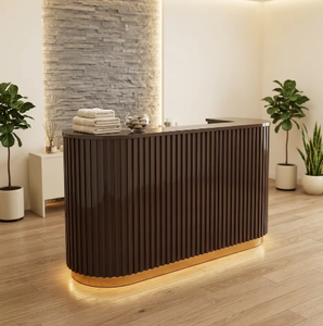 Modern Minimalist Curved Painted bar <b>Table</b>: Company Reception Desk, Office/hospital Reception Counter, Beauty Salon bar - Product Image 1