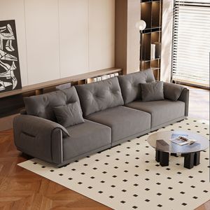 Sofá de Tela Moderno Minimalista de Tres Plazas, Diseño Recto con Botones, para Sala de Estar - Product Image 1