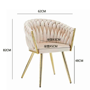 Chaise de salle <span class=keywords><strong>à</strong></span> manger en velours avec pieds en métal, tabouret de maquillage avec dossier démontable <span class=keywords><strong>pour</strong></span> chambre <span class=keywords><strong>à</strong></span> coucher, salon de manucure - Product Image 4