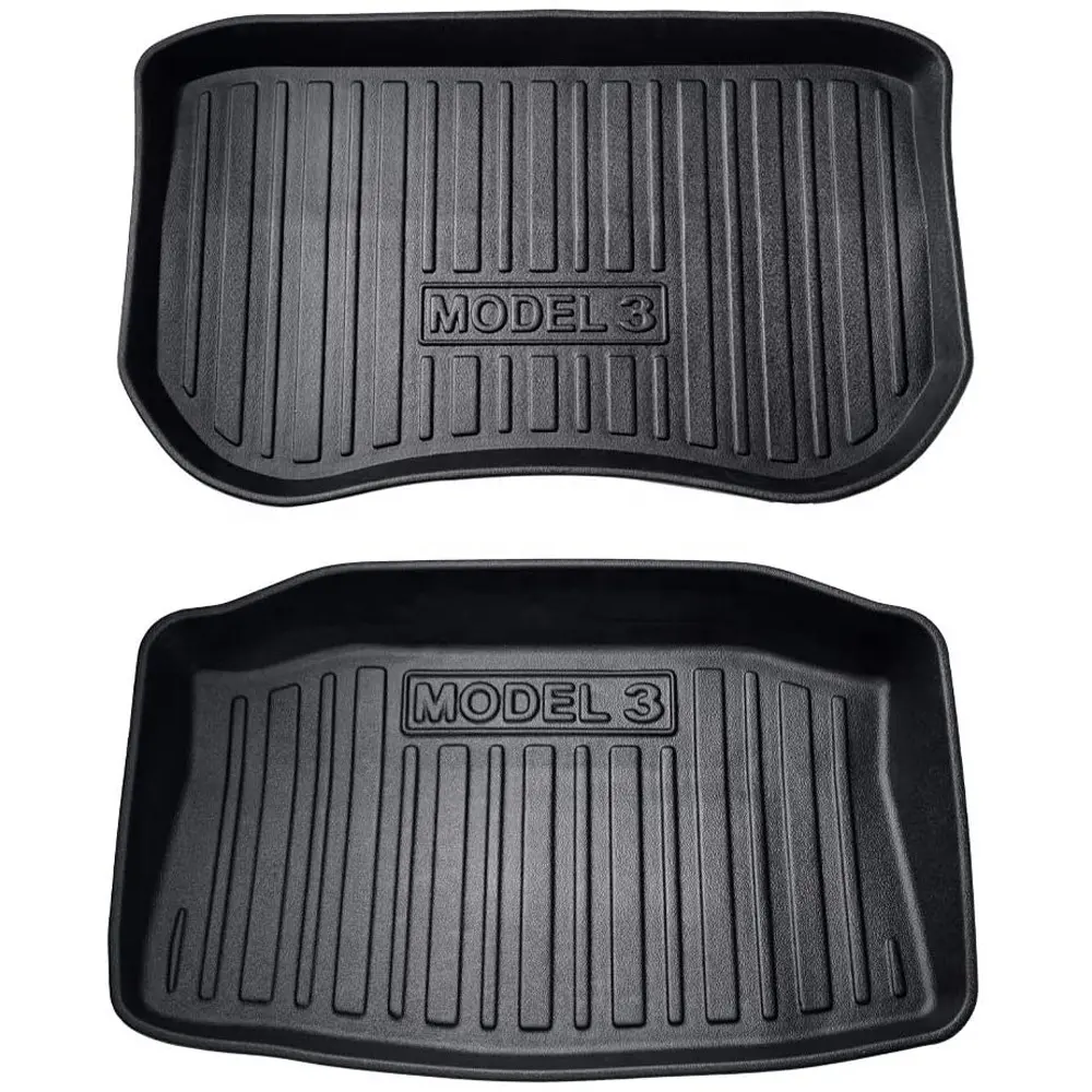 2 pièces tapis de coffre pour Tesla modèle 3 tapis d'outils durables tous temps pour modèle 3 doublures de chargement antidérapantes pour Tesla modèle 3