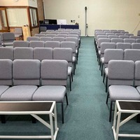 Chaises d'église empilables modernes de luxe avec cadre métallique, sièges de chaire, mobilier de théâtre pour usage commercial en gros