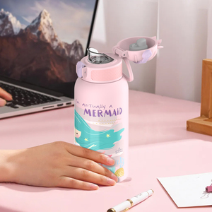 550ml 3d Printing Baseball Cap Lid Mermaid Printing Double-wall Stainless Steel <b>Bottle</b> Vacuum <b>Flask</b> For Kids Travel Drinkware - Product Image 5