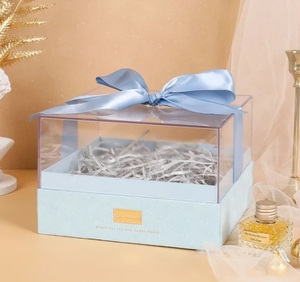 Caja de regalo de mano cuadrada, caja de regalo de lazo transparente, caja de Navidad acrílica, recuerdos de boda, galleta, Muffin, cinta, caja de cartón - Product Image 2