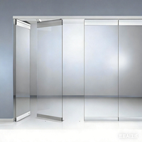 Portes et fenêtres pliantes accordéon Yuantai en verre, cadre en alliage d'aluminium sans cadre, verre trempé, design moderne, salle de bain, cuisine, chambre