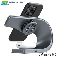 Support de chargeur sans fil rapide 25W avec ventilateur de refroidissement 3-en-1, station de charge magnétique en ABS, support de bureau QC3.0 Type-C pour téléphone portable