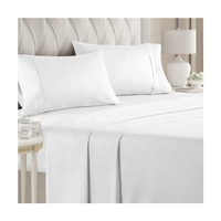 Textile de maison en gros blanc respirant poche profonde 4 pièces ensembles de housse de couette pour hôtel