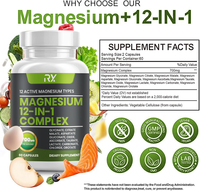 Complément de Magnésium en Capsules Végétaliennes 12-en-1, Incluant Glycinate et Citrate, en Vrac