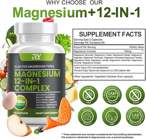 Complément <span class=keywords><strong>de</strong></span> Magnésium en Capsules Végétaliennes 12-en-1, Incluant Glycinate et <span class=keywords><strong>Citrate</strong></span>, en Vrac - Product Image 2
