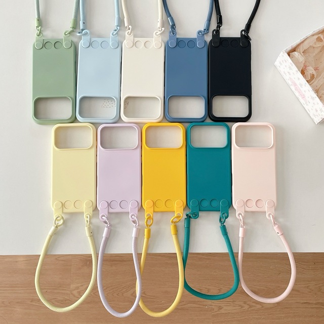 For iPhone 18 17 16 Pro Max Lanyard Matte Silicone Case for iPhone 17 Air Shockproof Candy Wrist Lanyard Cord Strap Soft Cover