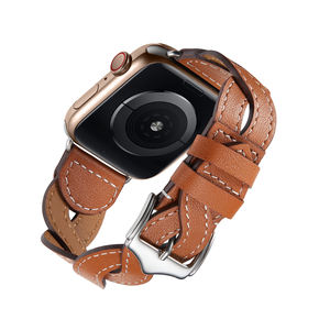 Leyi-pulsera de reloj de cuero genuino <span class=keywords><strong>para</strong></span> apple iwatch 5 6 7 series, pulsera de repuesto tejida trenzada <span class=keywords><strong>para</strong></span> <span class=keywords><strong>Iphone</strong></span> - Product Image 4