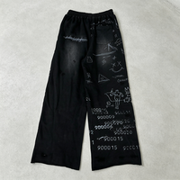 Fabricant de vêtements streetwear YSJY, pantalons de survêtement épais effet délavé, broderie personnalisée, pantalons de survêtement à jambes larges pour hommes