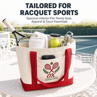 Sac fourre-tout en toile personnalisé brodé pour club de tennis, sac à main vintage pour raquette avec poche avant pour club de campagne, sports et voyages