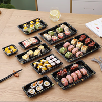 Boîte à sushi en plastique PET de haute qualité pour emporter, emballage à emporter, livraison rapide, plateau à sushi en plastique jetable personnalisé