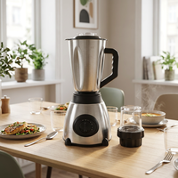 Mixeur Électrique Robuste en Acier Inoxydable 1,5 L pour Smoothies, Appareil de Cuisine Professionnel de Comptoir