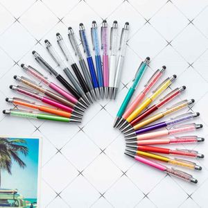 Wholesale Novelty Personalized <b>Stylus</b> Diamond Crystal Pen With Custom Logo Stone Inside Metal Twisted Touch Ball Point Ballpoint - Product Image 2