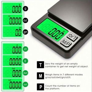 1000g/0.01g <b>Digital</b> Stainless Steel Portable <b>Pocket</b> Mini Backlight Battery Powered Precision Weight Measuring Kitchen <b>Scale</b> for - Product Image 6