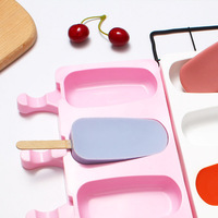Moule à crème glacée en silicone 4 cavités pour congélateur Outil de fabrication de barres chocolatées Moules à jus pour sucettes glacées pour enfants Plateau à sucettes glacières