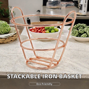 Modern Wire Storage <b>Basket</b> With Handles Bowl Shape Multi-Purpose Neatening Organizer wire storage <b>basket</b> Eco-friendly - Product Image 2
