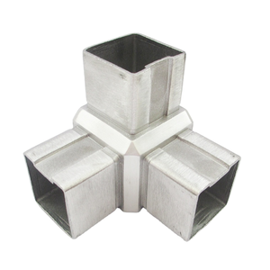 ข้อต่อท่อสี่เหลี่ยมสแตนเลสแบบ 3 ทาง สำหรับราวบันได - ติดตั้งง่าย - Product Image 1