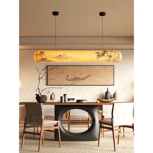 Chinese Style Long Pendant <b>Light</b> Led E27 Switch Control For <b>Dining</b> Room Study Tea Room Hotel Bar - Product Image 1