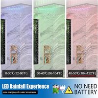 Système de douche cascade LED Honajo 3 poignées 16x32 pouces avec 6 jets corporels et douchette multifonction 2-en-1, ensemble de robinetterie chromé pour douche complète