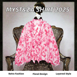 Camisa de Gasa Floral para Mujer MYST&ZA, Elegante, Dulce, Versátil, con Estampado Decorativo en Capas, Nueva para Primavera/Verano, Modelo 5029086 - Product Image 2