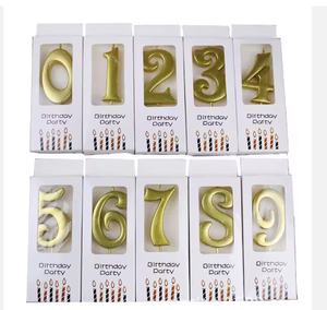 批发无烟石蜡0-9号金色蛋糕数字蜡烛，适用于生日派对、婚礼装饰、婴儿送礼会，无香 - Product Image 2