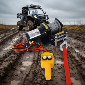 Treuil électrique ATV UTV 12V 2000Lbs avec câble en acier, étanche, pour remorquage tout-terrain avec télécommande filaire - Product Image 2