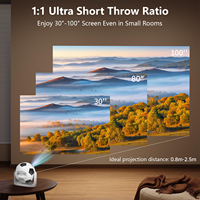Proyektor Video Pintar LCD Mini 8K dengan Dekoding Video, Jarak Proyeksi Pendek, Android 14, Portabel, untuk Home Theater Luar Ruangan