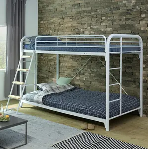Twin over twin loft bed metal frame with ladder guard rail for boys and girls teens kids bedroom dorm HOME SUNSHINE