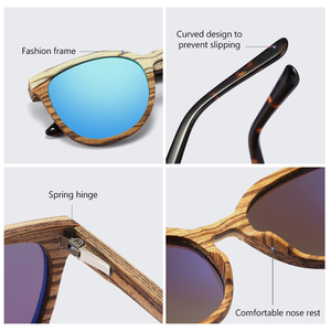 Lunettes de soleil polarisées en <span class=keywords><strong>bois</strong></span> brun et noir brossé pour hommes et femmes, protection UV, direct usine - Product Image 4