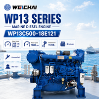 Moteur diesel marin WEICHAI WP13C500-18E121 500PS 1800RPM à rampe commune pour bateaux de pêche, bateaux de travail, propulsion marine OEM