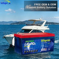 Batterie LiFePO4 rechargeable 25,6V 100AH Grade A 6K à décharge profonde Marine Smart BMS CAN Bus M8 Terminal CE RoHS IP67 OEM ODM