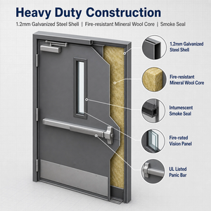 Puertas Cortafuego Comerciales de Acero Certificadas CHANGYI para Hoteles, Puertas Metálicas Exteriores Dobles con Clasificación de Resistencia al Fuego, Modernas y Seguras, Precio de Mayoreo - Product Image 4