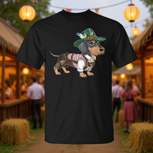 Camiseta con estampado digital de perro bávaro Oktoberfest de Dachshund alemán, unisex, para adultos, cuello redondo, manga corta - Product Image 3