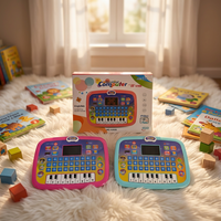 Tablette d'apprentissage à écran LED avec clavier, jouet éducatif, mini-ordinateur portable, alphabet, chiffres, musique, piano, éducation précoce 3-6 ans, piles alcalines
