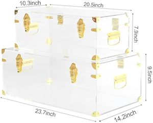 Factory Wholesale Custom Transparent Decorative Acrylic <b>Storage</b> Trunk with Locks and Handle - Product Image 1