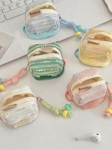 <b>Cute</b> Portable Earphone Case 100% Polyester Foldable Multifunctional Coin <b>Purse</b> Key Jewelry Storage Bag for Women Girls Pouch - Product Image 3