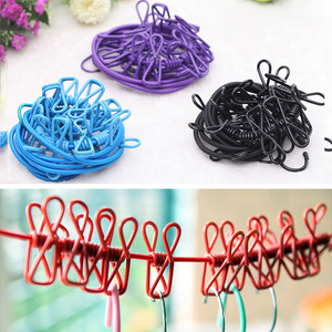 12-clip indoor retractable <b>clothesline</b>, no drilling required, windproof and slip-resistant, suitable for outdoor sock drying. - Product Image 1