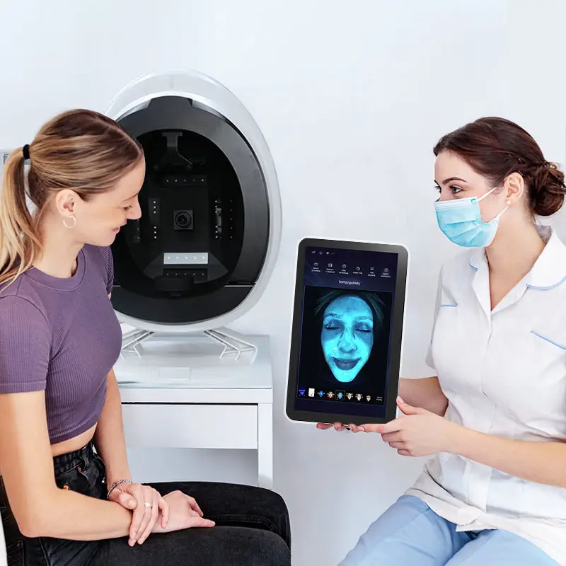 풀 페이스 3D 피부 분석기 얼굴 2024 UV 분석 진단 시스템 감지기 미러 스캐너 얼굴 피부 분석기 기계