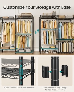 Perchero Metálico Resistente <span class=keywords><strong>para</strong></span> Sala de Estar, Armario Portátil de 68.7 Pulgadas de Ancho con <span class=keywords><strong>Estantes</strong></span> de Malla Ajustables, Mueble Colgante <span class=keywords><strong>para</strong></span> el Hogar - Product Image 4
