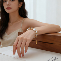 Accessoires de mode, style tendance, bracelet en alliage de cuivre avec perles d'eau douce pour femmes