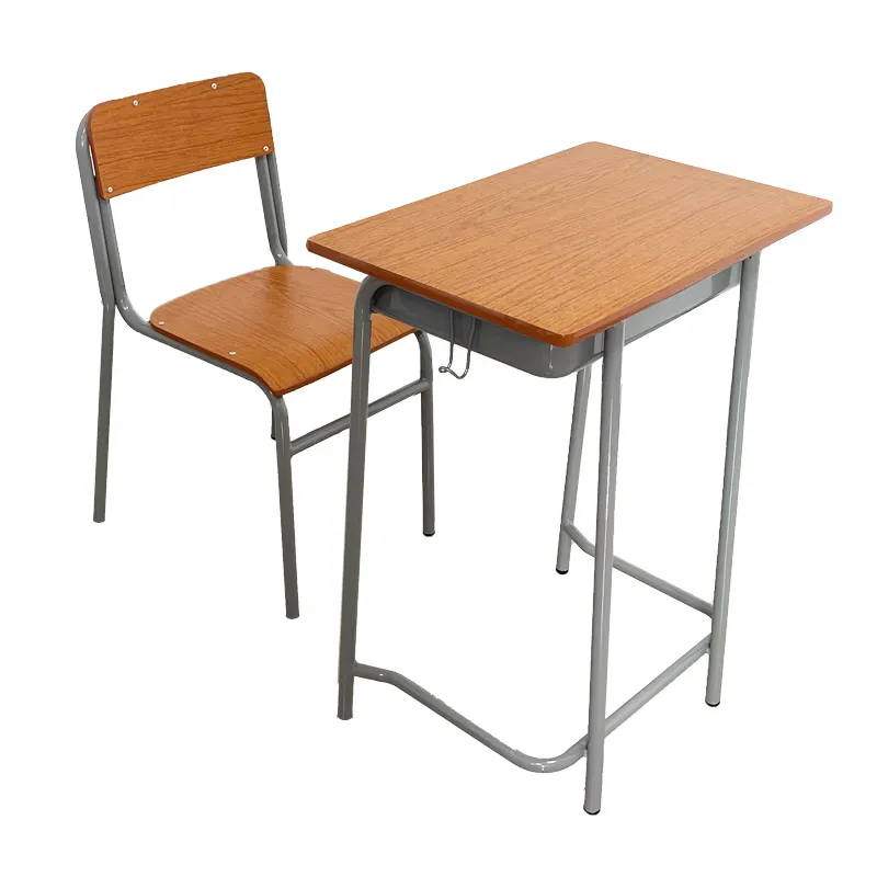 Bureau et chaise d'école pour étudiant unique en salle de classe bon marché table et chaise ensemble de bureau pour l'école primaire mobilier scolaire